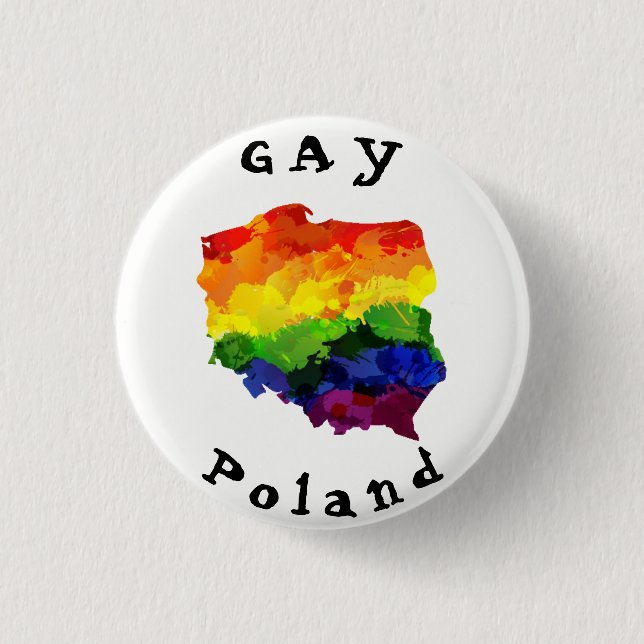 GAY Poland Badge 1 Inch Round Button (Front)