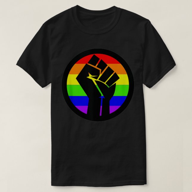 Gay Power  Gay Pride  Rainbow Fist  T-Shirt (Design Front)
