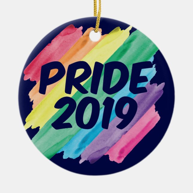 Gay Pride 2019 Rainbow Ceramic Ornament (Front)