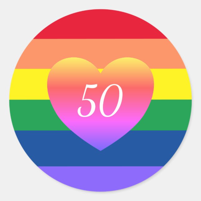 Gay Pride 50 Fabulous Birthday Rainbow Classic Rou Round Sticker (Front)