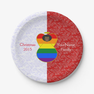 Gay Pride African Angel Flag Red White Personalize Paper Plate
