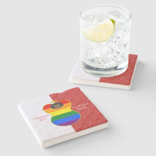 Gay Pride African Angel Flag Red White Personalize Stone Coaster