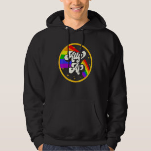 Gay Pride Ally AF LGBT Rainbow Vintage LGBTQ Lesbi Hoodie