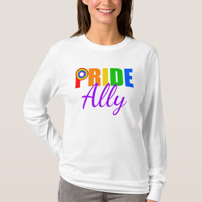 Gay Pride Ally Rainbow T-Shirt (Front)