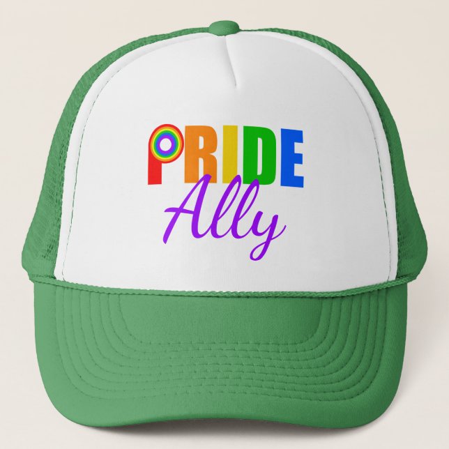 Gay Pride Ally Rainbow Trucker Hat (Front)