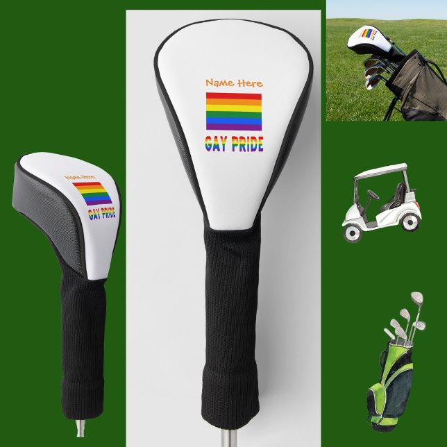 Gay Pride and Rainbow Flag Orange Personalization  Golf Head Cover (Creator Uploaded)
