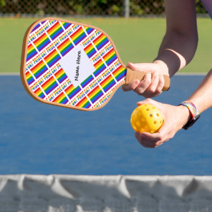Gay Pride and Rainbow Flag Tiled with Your Name Pickleball Paddle
