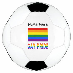 Gay Pride and Rainbow Flag with Your Name Soccer B Ball