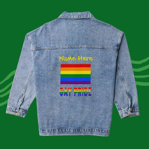 Gay Pride and Rainbow Flag Yellow Personalization Denim Jacket