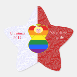 Gay Pride Angel Blonde Hair Red and White Personal Star Sticker