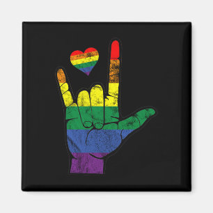 Gay Pride ASL Sign Languages LGBT Deaf Awareness M Magnet