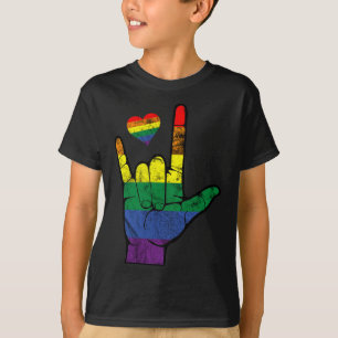 Gay Pride ASL Sign Languages LGBT Deaf Awareness M T-Shirt