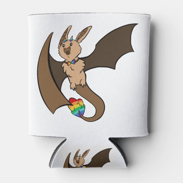 Gay Pride Bat Dragon Can Cooler (Front)