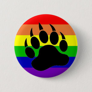 Gay Pride Bear Paw 2 Inch Round Button