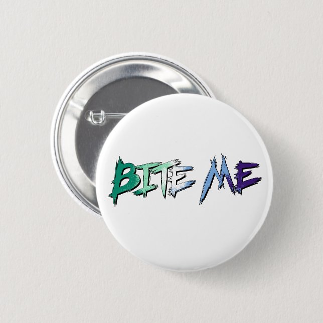 Gay Pride Bite Me 2 Inch Round Button (Front & Back)