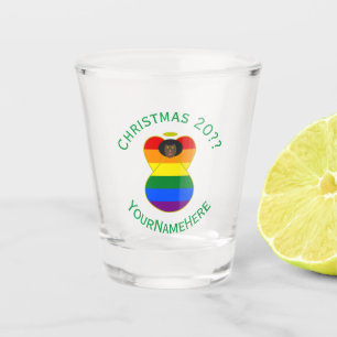 Gay Pride Black Angel Flag Christmas Personalized  Shot Glass