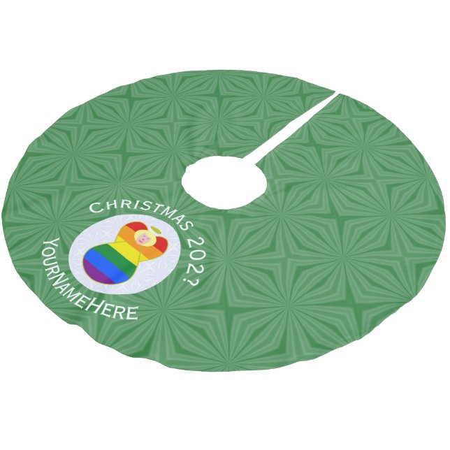 Gay Pride Blonde Angel Christmas Flag Personalized Brushed Polyester Tree Skirt (Angled)