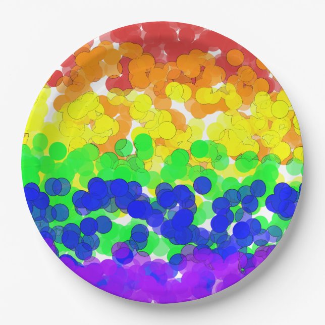 Gay Pride Bokeh Flag paper plate (Front)