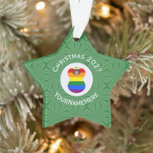 Gay Pride Brown Angel Christmas Flag Personalized  Ornament