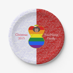 Gay Pride Brown Angel Red White Personalized  Paper Plate