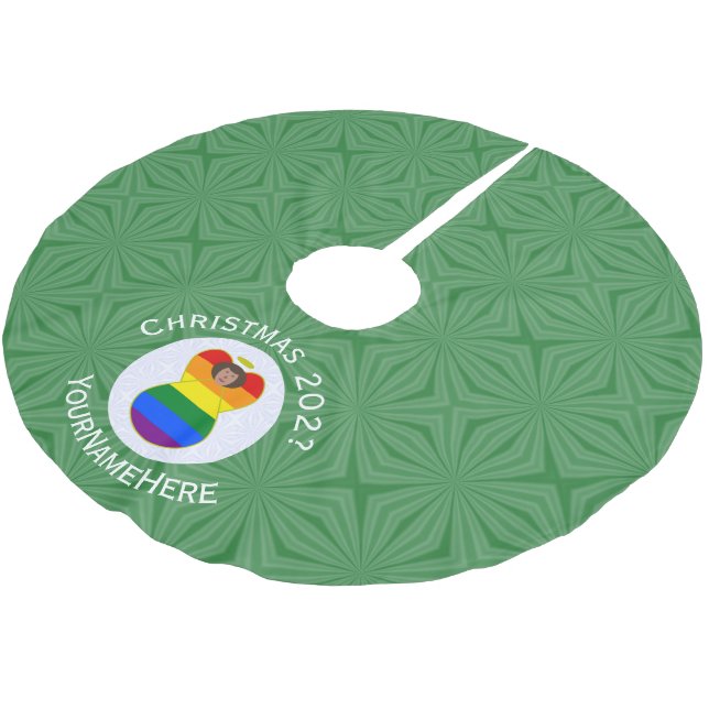 Gay Pride Brown Skin Angel Christmas Flag Personal Brushed Polyester Tree Skirt (Angled)