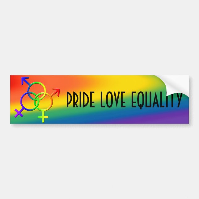 Gay Pride Bumper Sticker Same-Sex Love Stickers (Front)