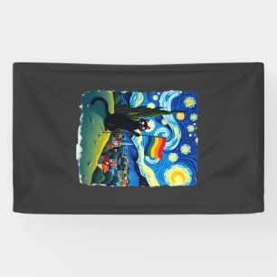 Gay Pride Cat Art Cat Starry Night Style LGBTQ Pri Banner