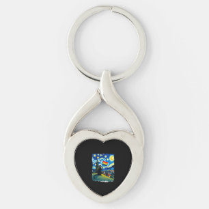 Gay Pride Cat Art Cat Starry Night Style LGBTQ Pri Keychain