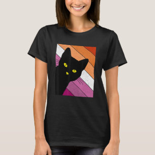 Gay Pride Cat Lesbian Rainbow Flag LGBTQ Cat Mom C T-Shirt