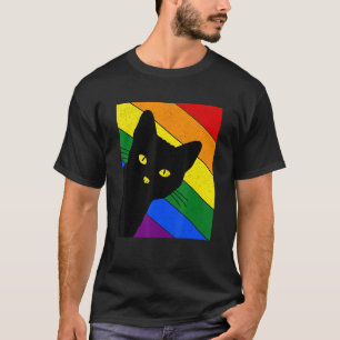 Gay Pride Cat LGBT Rainbow Flag LGBTQ Cat Mom Cat  T-Shirt