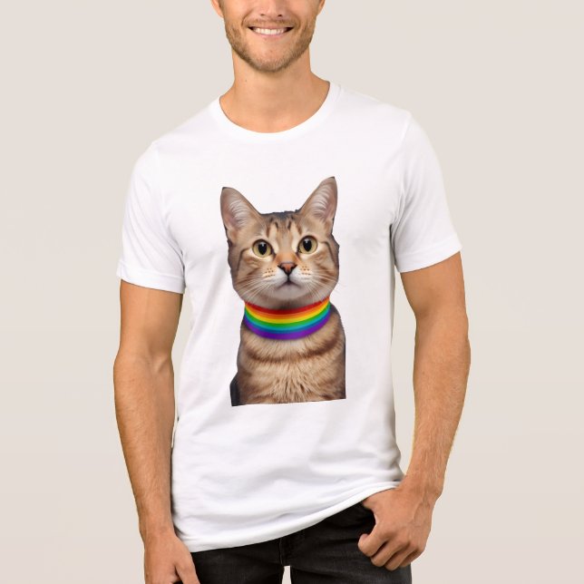 Gay Pride Cat – Purroud & Proud Tri-Blend Shirt (Front)
