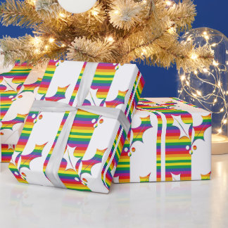 Gay Pride Christmas Holly Wrapping Paper
