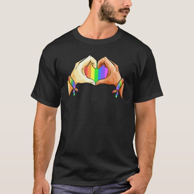 Gay Pride Clothing Lgbt Rainbow Flag  Heart Unity  T-Shirt (Front)