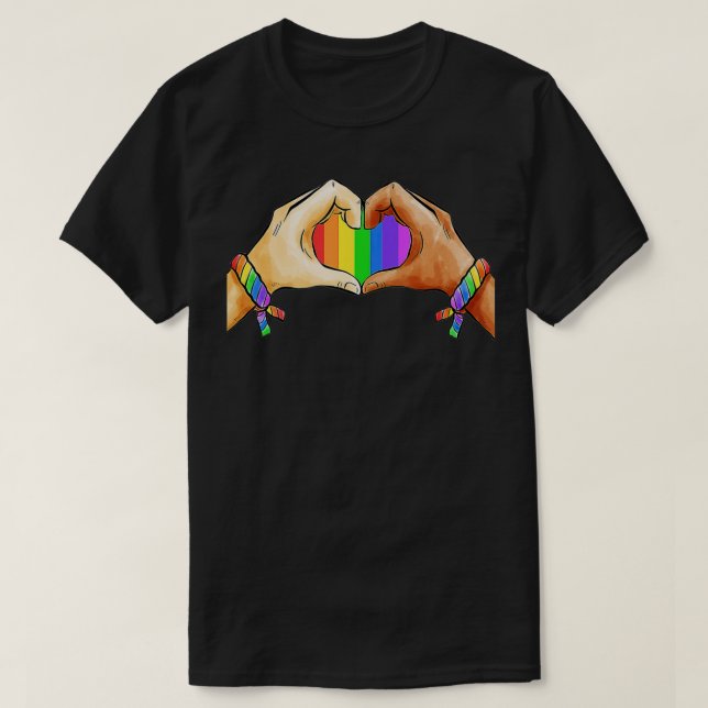 Gay Pride Clothing LGBT Rainbow Flag Heart Unity  T-Shirt (Design Front)