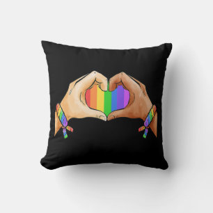 Gay Pride Clothing LGBT Rainbow Flag Heart Unity  Throw Pillow