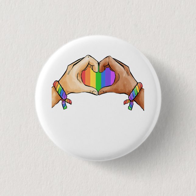 Gay Pride Clothing Lgbt Rainbow Flag T Heart 1 Inch Round Button (Front)
