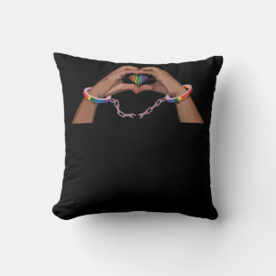 Gay Pride Clothing LGBT Rainbow Flag Tee Heart Throw Pillow