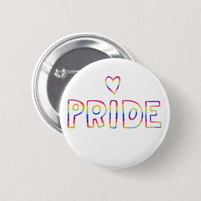 GAY PRIDE Colourful Rainbow Heart  2 Inch Round Button (Front & Back)