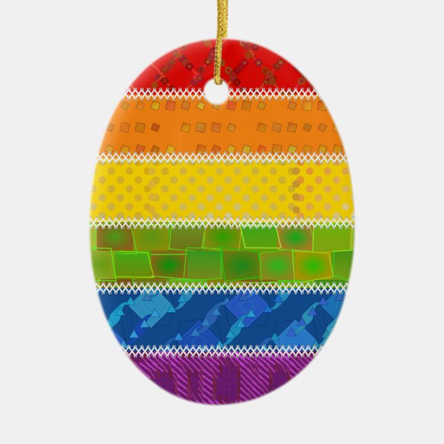 Gay Pride Colours Ceramic Ornament (Front)