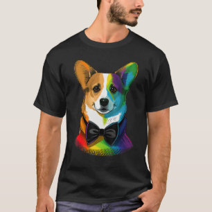 Gay Pride Corgi Dog LGBT Rainbow Flag on Welsh Cor T-Shirt