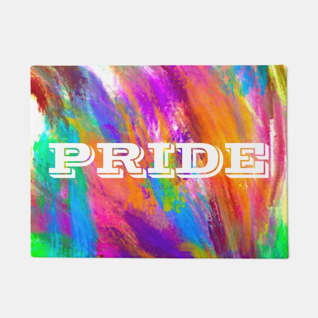 Gay Pride Crayon Scribble Rainbow Doormat (Front)