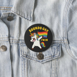 Gay Pride Dabbing Unicorn With Flag 3 Inch Round Button