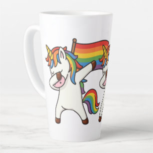 Gay Pride Dabbing Unicorn With Flag Latte Mug