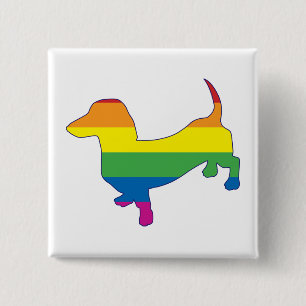 Gay Pride Dachshund/Wiener 2 Inch Square Button