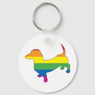 Gay Pride Dachshund/Wiener Keychain
