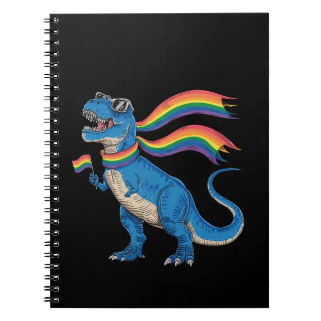 Gay Pride Dino Trex Rainbow Flag Lgbt Ally  Notebook (Front)