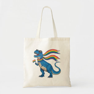 Gay Pride Dino Trex Rainbow Flag Lgbt Ally Tote Bag