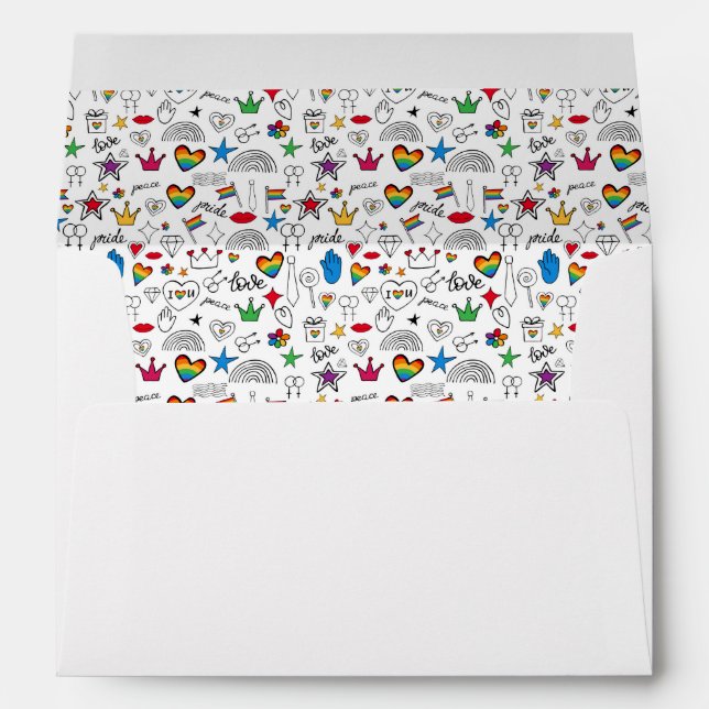 Gay Pride Doodle Pattern Envelope (Back (Bottom))