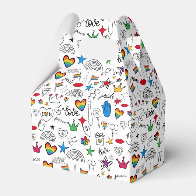 Gay Pride Doodle Pattern Favor Box (Front Side)
