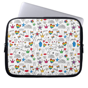 Gay Pride Doodle Pattern Laptop Sleeve